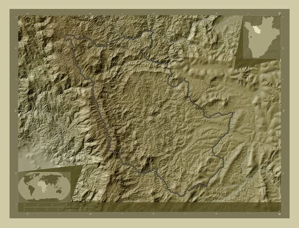 Каянза Провинция Бурунди Карта Высоты Окрашенная Вики Стиле Озерами Реками — стоковое фото