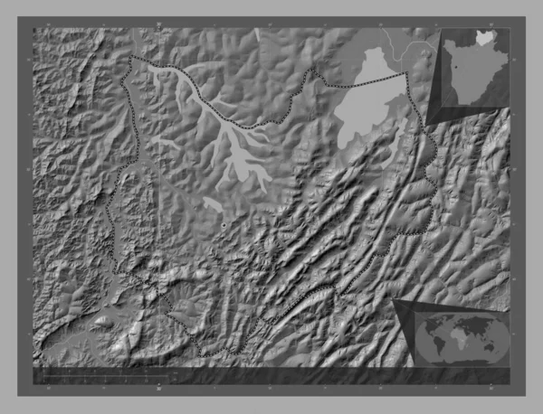 Kirundo Province Burundi Bilevel Elevation Map Lakes Rivers Corner Auxiliary — Stock Photo, Image