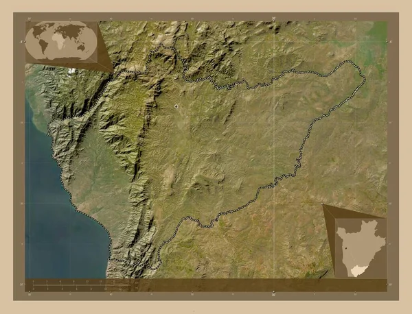 Макамба Провинция Бурунди Карта Спутника Низкого Разрешения Места Расположения Крупных — стоковое фото