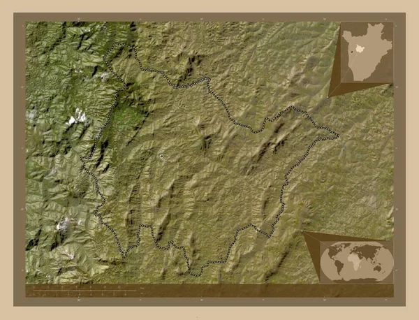 ブルンジ共和国のムラムヤ県 低解像度衛星地図 コーナー補助位置図 — ストック写真