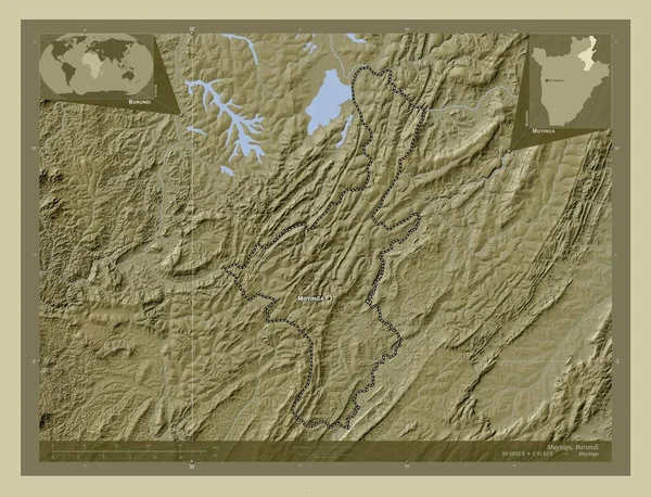 Muyinga Provincie Burundi Zdvihová Mapa Zbarvená Stylu Wiki Jezery Řekami — Stock fotografie
