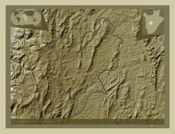 Мваро Провінція Бурунді Висота Карти Забарвлена Вікі Стилі Озерами Річками — стокове фото
