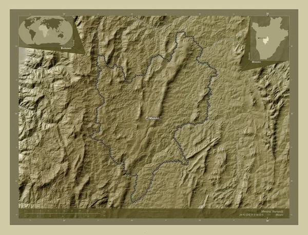 Мваро Провінція Бурунді Висота Карти Забарвлена Вікі Стилі Озерами Річками — стокове фото