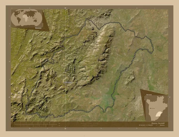 Rutana Επαρχία Του Μπουρούντι Δορυφορικός Χάρτης Χαμηλής Ανάλυσης Τοποθεσίες Και — Φωτογραφία Αρχείου
