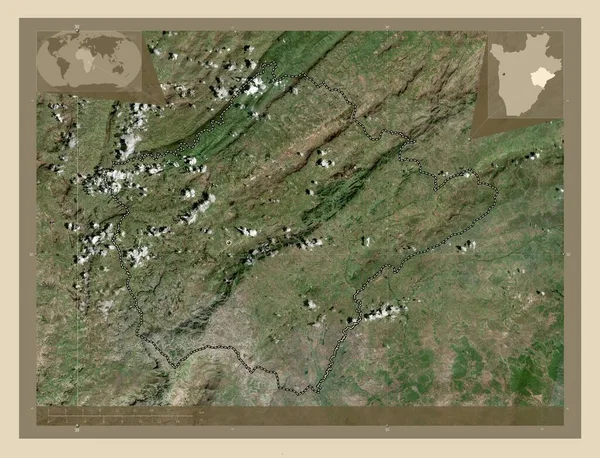 Руиги Провинция Бурунди Спутниковая Карта Высокого Разрешения Вспомогательные Карты Расположения — стоковое фото