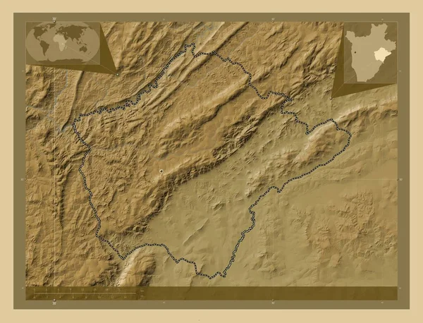 Руїджі Провінція Бурунді Кольорові Карти Висот Озерами Річками Розташування Великих — стокове фото