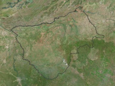 Bamingui-Bangoran, Orta Afrika Cumhuriyeti ili. Yüksek çözünürlüklü uydu haritası