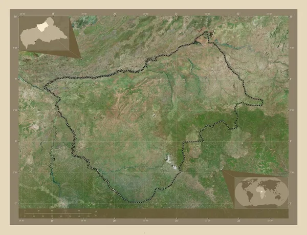 中非共和国省Bamingui Bangoran 高分辨率卫星地图 角辅助位置图 — 图库照片