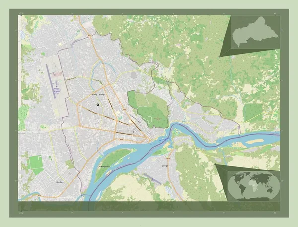 Бангі Автономна Комуна Центральноафриканської Республіки Відкрита Карта Вулиць Кутові Допоміжні — стокове фото