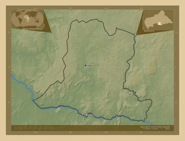 Basse Kotto Префектура Центральноафриканской Республики Цветная Карта Высоты Озерами Реками — стоковое фото