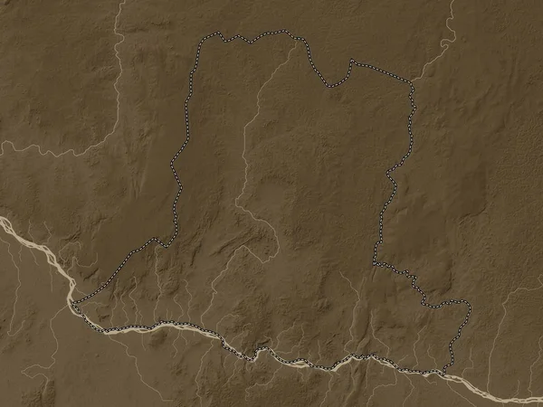 Basse Kotto Orta Afrika Cumhuriyeti Ili Yükseklik Haritası Sepya Tonlarında — Stok fotoğraf
