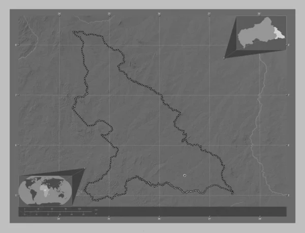 Haut Mbomou Prefecture Central African Republic Grayscale Elevation Map Lakes — Stock Photo, Image