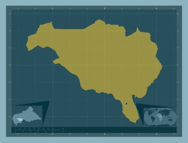 Ombella-M 'Poko, Orta Afrika Cumhuriyeti ili. Katı renk şekli. Köşedeki yedek konum haritaları