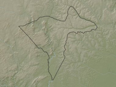 Sangha-Mbaere, Orta Afrika Cumhuriyeti 'nin ekonomik bölgesi. Yükseklik haritası göller ve nehirlerle wiki stilinde renklendirilmiştir