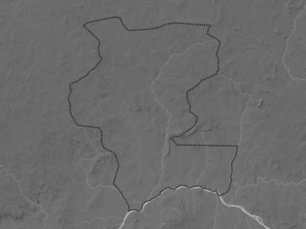 Kemo Prefektura Republiki Środkowoafrykańskiej Mapa Wzniesień Skali Szarości Jeziorami Rzekami — Zdjęcie stockowe