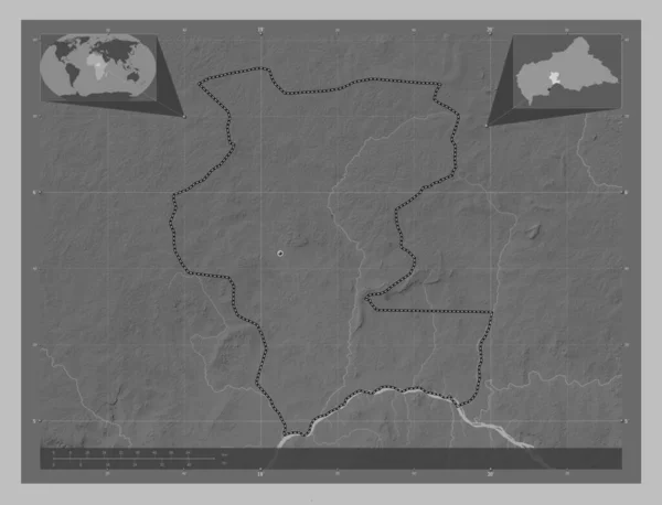 Kemo Prefecture Central African Republic Grayscale Elevation Map Lakes Rivers — Stock Photo, Image
