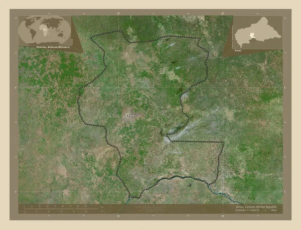 Kemo Prefectura República Centroafricana Mapa Satelital Alta Resolución Ubicaciones Nombres —  Fotos de Stock