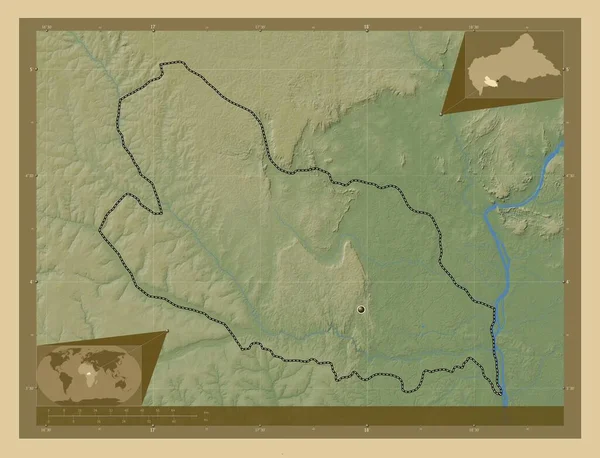 Lobaye Prefettura Della Repubblica Centrafricana Mappa Elevazione Colorata Con Laghi — Foto Stock