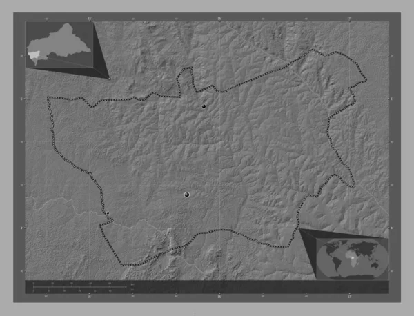 Mambere Kadei Prefectura República Centroafricana Mapa Elevación Bilevel Con Lagos —  Fotos de Stock