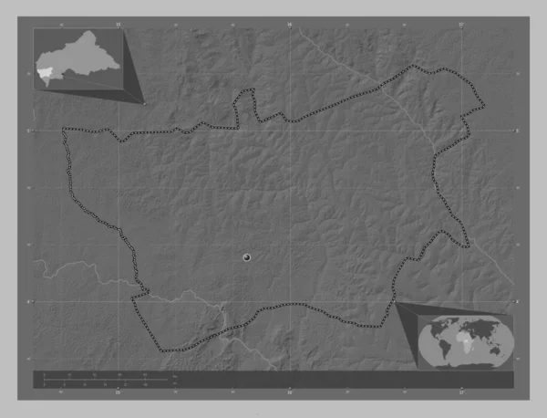 Mambere Kadei Prefektura Republiki Środkowoafrykańskiej Mapa Wzniesień Skali Szarości Jeziorami — Zdjęcie stockowe