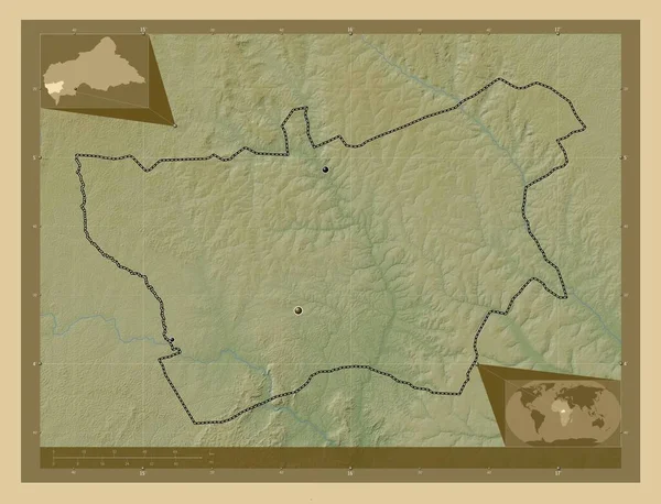 Mambere Kadei Prefekturen Centralafrikanska Republiken Färgade Höjd Karta Med Sjöar — Stockfoto