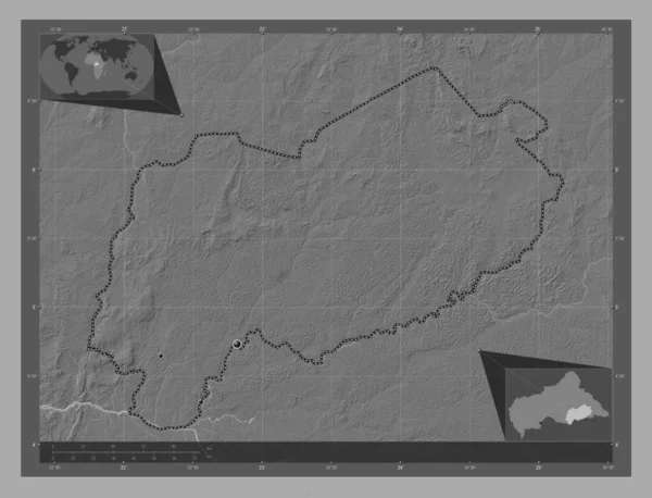 Мбому Префектура Центральноафриканской Республики Карта Рельефа Билевела Озерами Реками Места — стоковое фото
