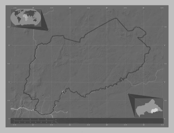 Mbomou Prefecture Central African Republic Grayscale Elevation Map Lakes Rivers — Stock Photo, Image