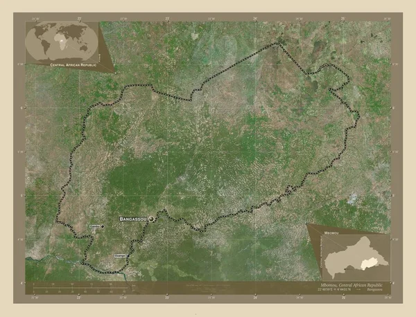 Mbomou Präfektur Der Zentralafrikanischen Republik Hochauflösende Satellitenkarte Orte Und Namen — Stockfoto