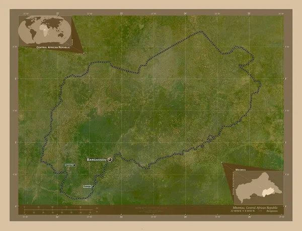 Mbomou Prefectura República Centroafricana Mapa Satelital Baja Resolución Ubicaciones Nombres —  Fotos de Stock
