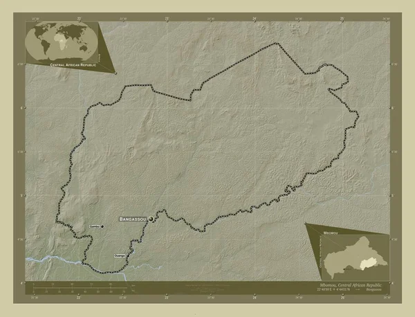 Mbomou Prefectura República Centroafricana Mapa Elevación Coloreado Estilo Wiki Con —  Fotos de Stock