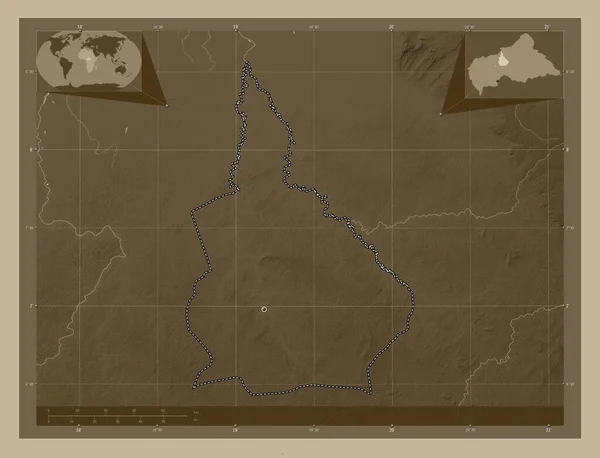 Nana Grebizi Ekonomiczna Prefektura Republiki Środkowoafrykańskiej Mapa Elewacji Kolorowe Sepia — Zdjęcie stockowe