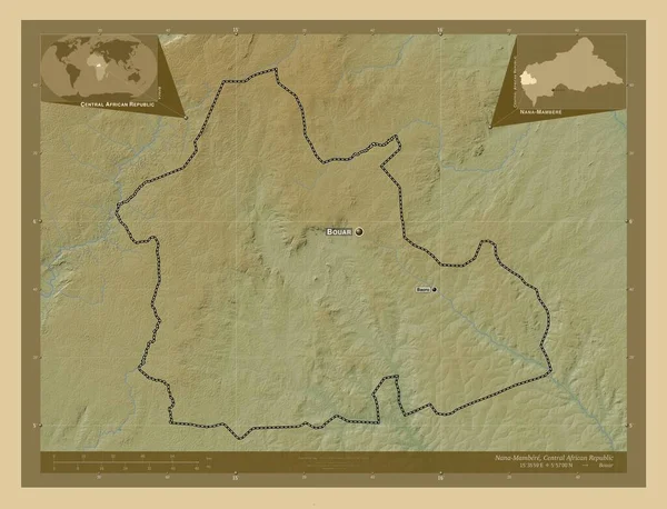 Нана Мамбере Префектура Центральноафриканской Республики Цветная Карта Высоты Озерами Реками — стоковое фото