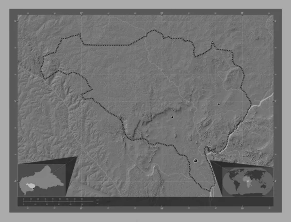 Ombella Poko Νομός Κεντρικής Αφρικανικής Δημοκρατίας Bilevel Υψομετρικός Χάρτης Λίμνες — Φωτογραφία Αρχείου
