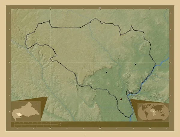 Ombella Poko Prefettura Della Repubblica Centrafricana Mappa Elevazione Colorata Con — Foto Stock