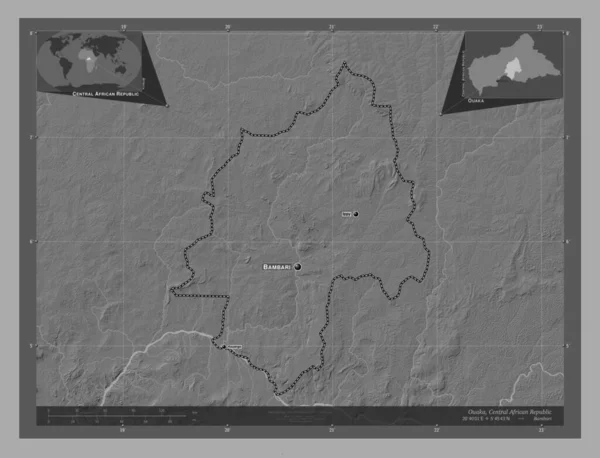 Ουάκα Νομός Κεντροαφρικανικής Δημοκρατίας Bilevel Υψομετρικός Χάρτης Λίμνες Και Ποτάμια — Φωτογραφία Αρχείου