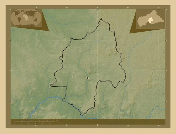 Ouaka Prefettura Della Repubblica Centrafricana Mappa Elevazione Colorata Con Laghi — Foto Stock
