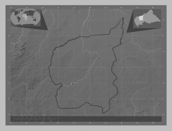 Ouham Prefettura Della Repubblica Centrafricana Mappa Elevazione Scala Grigi Con — Foto Stock