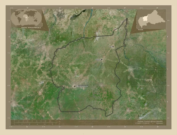 Ouham Préfecture République Centrafricaine Carte Satellite Haute Résolution Emplacements Noms — Photo