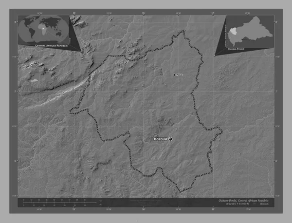 Ouham Pende Prefektura Republiki Środkowoafrykańskiej Dwupoziomowa Mapa Jeziorami Rzekami Lokalizacje — Zdjęcie stockowe