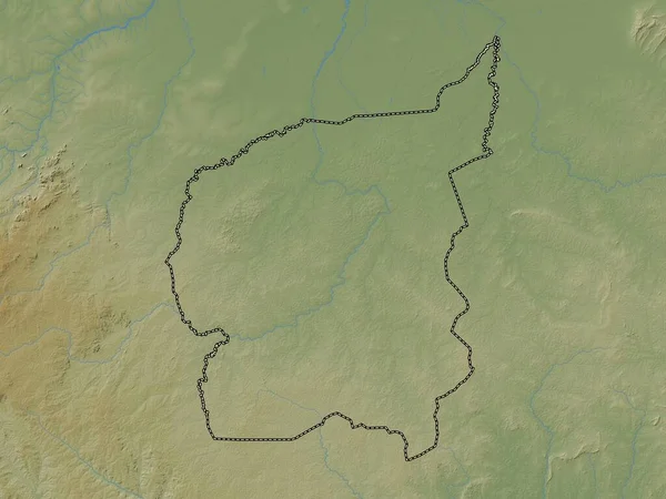 Ouham Prefectura República Centroafricana Mapa Elevación Colores Con Lagos Ríos —  Fotos de Stock