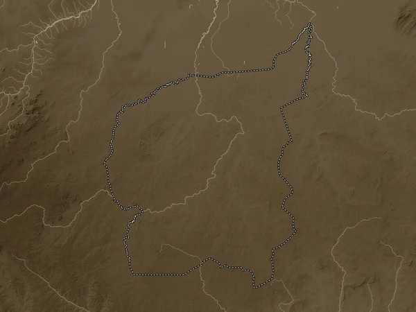 Ouham Prefectura República Centroafricana Mapa Elevación Coloreado Tonos Sepia Con —  Fotos de Stock
