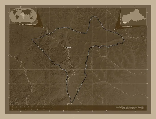 Sangha Mbaere Prefectura Económica República Centroafricana Mapa Elevación Coloreado Tonos —  Fotos de Stock