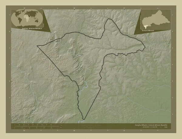 Sangha Mbaere Экономическая Префектура Центральноафриканской Республики Карта Высоты Окрашенная Вики — стоковое фото