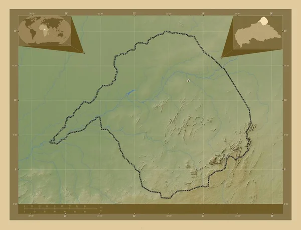 Vakaga Prefettura Della Repubblica Centrafricana Mappa Elevazione Colorata Con Laghi — Foto Stock