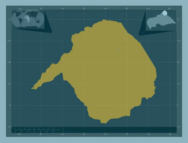 中部アフリカ共和国のバカガ県 しっかりした色の形 コーナー補助位置図 — ストック写真