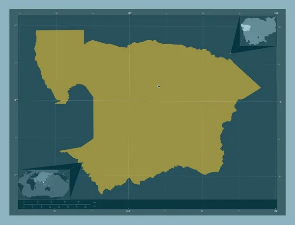 Batdambang Provinz Kambodscha Einfarbige Form Standorte Der Wichtigsten Städte Der — Stockfoto