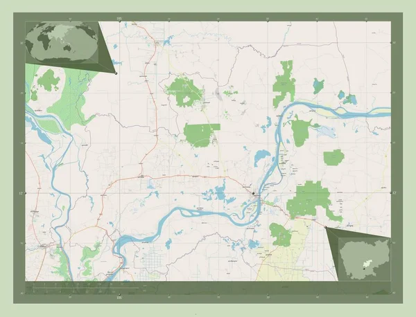 Kampong Cham Kambodzsa Tartomány Nyílt Utcai Térkép Régió Nagyvárosainak Elhelyezkedése — Stock Fotó