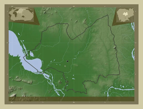 Kampong Thum Province Cambodia Elevation Map Colored Wiki Style Lakes — Stock Photo, Image