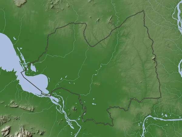 Kampong Thum Province Cambodia 带有湖泊和河流的Wiki风格的高程图 — 图库照片