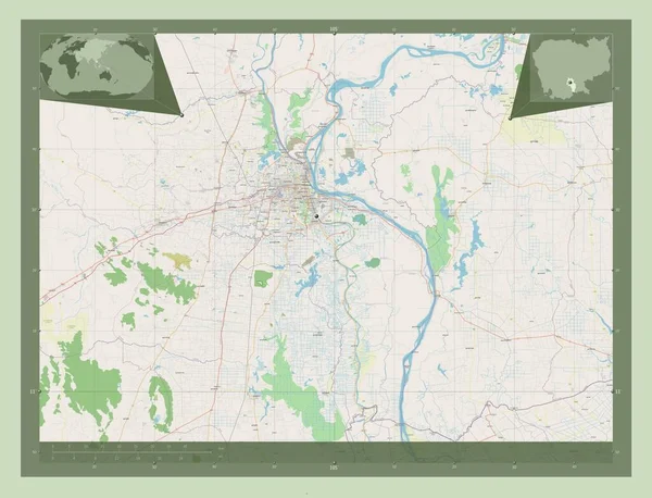 Kandal Kambodzsa Tartomány Nyílt Utcai Térkép Régió Nagyvárosainak Elhelyezkedése Saroktérképek — Stock Fotó